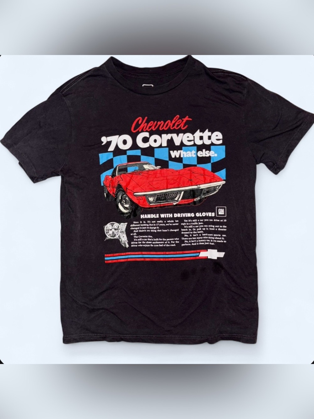 Vintage Style Chevrolet ‘70 Corvette Graphic Tee Black Size Medium